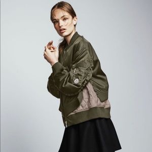 Aralia ruched tiered bomber jacket olive NWT